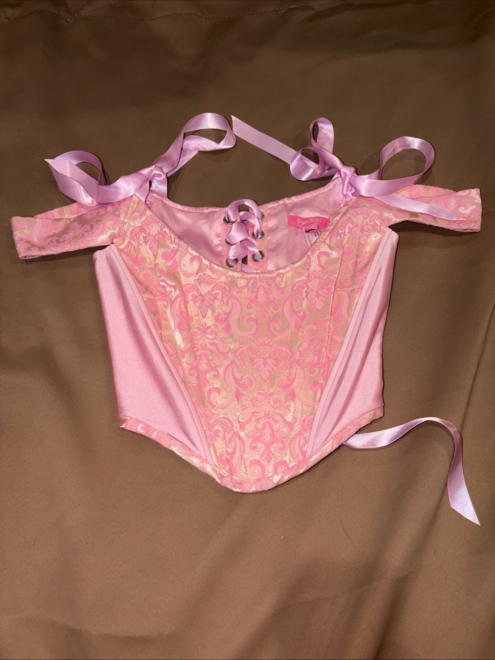 Pink Lace Up Corset Top Romantic Sexy Feminine Festival Clubwear  Dolls Kill